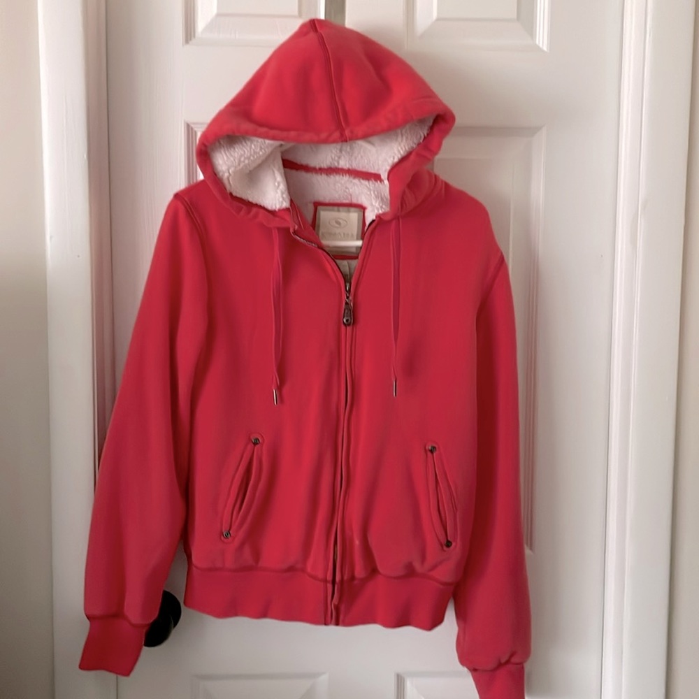 Green tea teddy lined zip up hoodie
